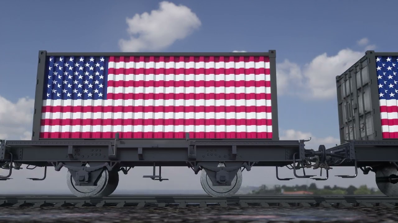 USA Containers with the flag 4K Free Footage