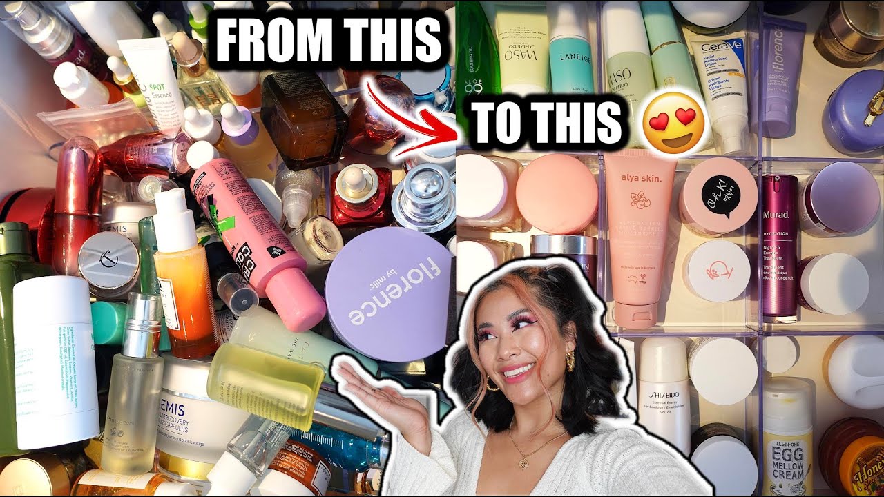 HUGE SKINCARE DECLUTTER | Clean & Organise with me |  Ling KT