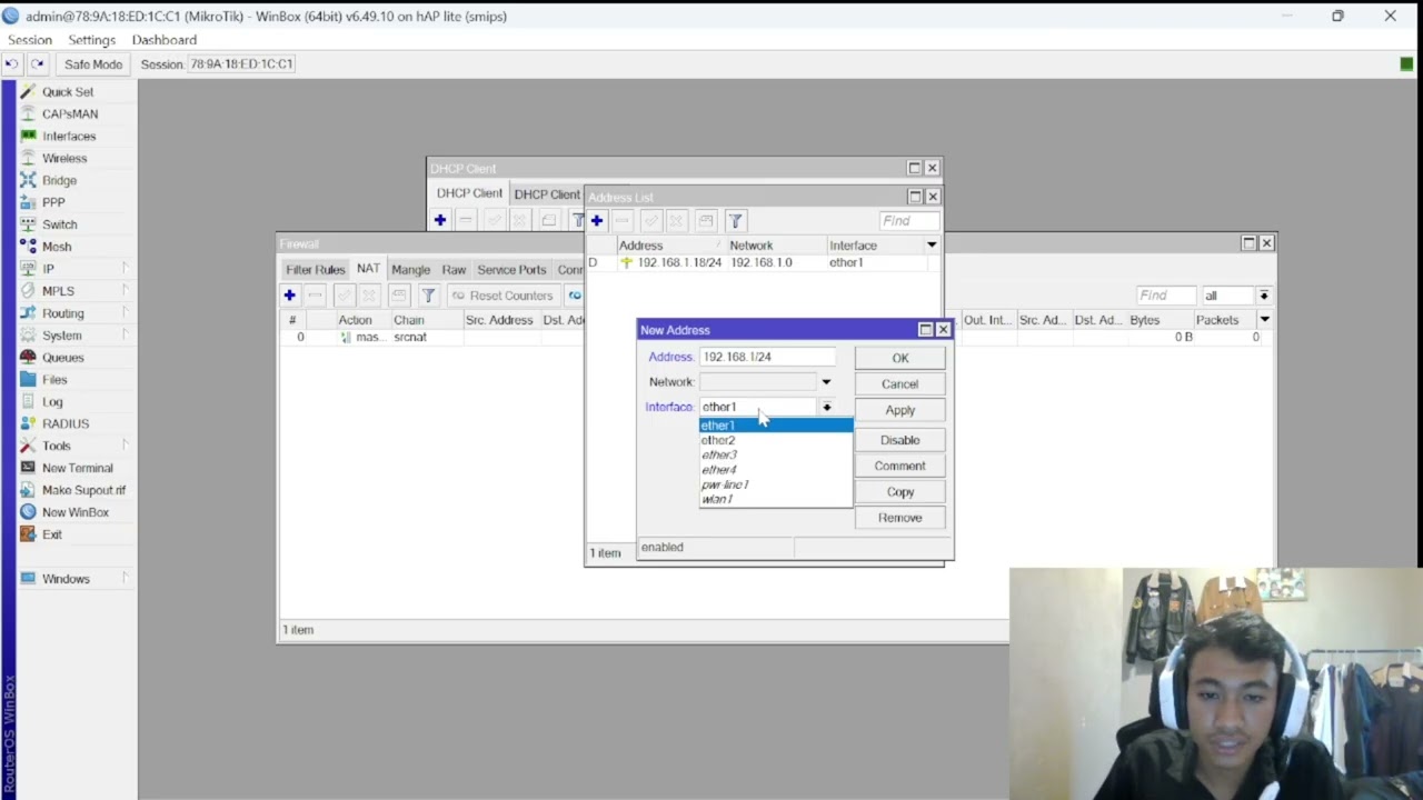 seting ip mikrotik