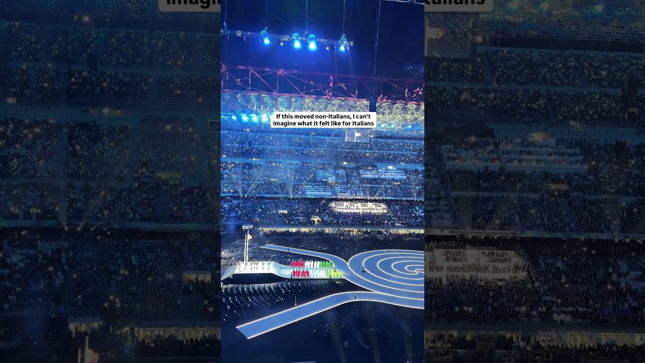 Laura Pausini performing the Italian national anthem for the Milano Cortina 2026 opening ceremony.