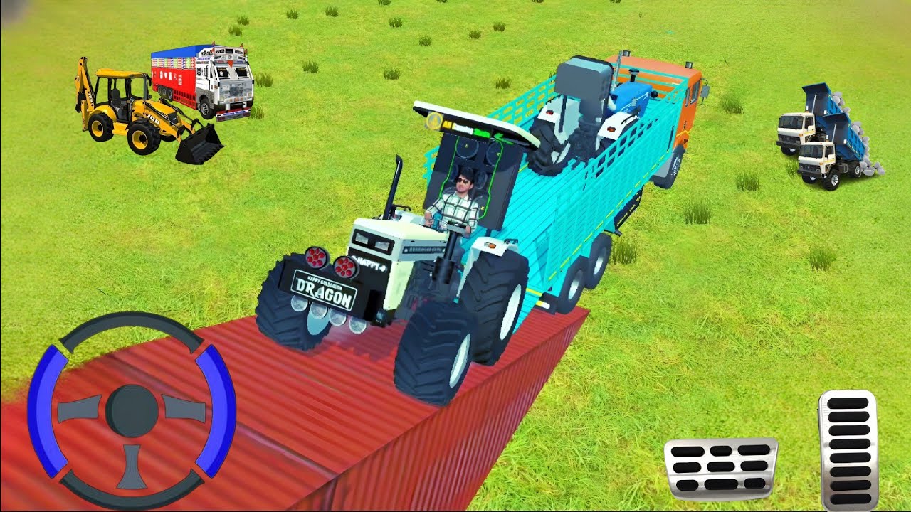 Drive JCB and Unloading Stone From Tractor and Truck in Game🔥 #truck #jcb #tractor 