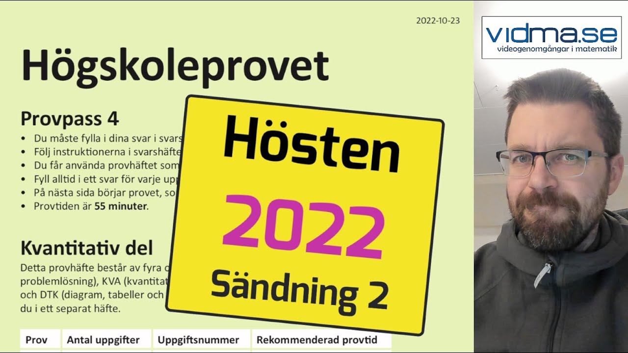 H&Ouml;GSKOLEPROVET H&Ouml;STEN 2022, 23 oktober. Provpass 4, kvantitativ del. | vidmaHP.se