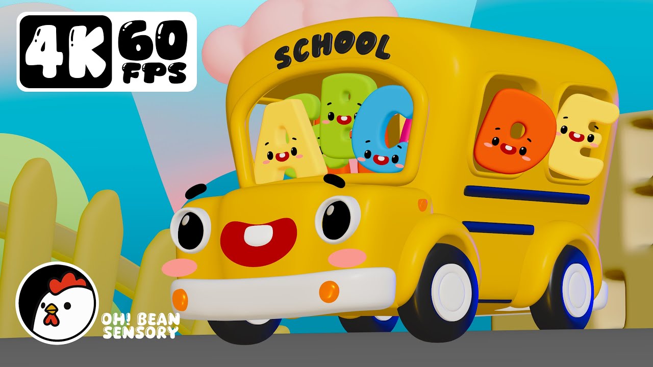 ABC Alphabet On The Bus  | 4K 60FPS | Visual Stimulation Animation | Oh! Bean Sensory