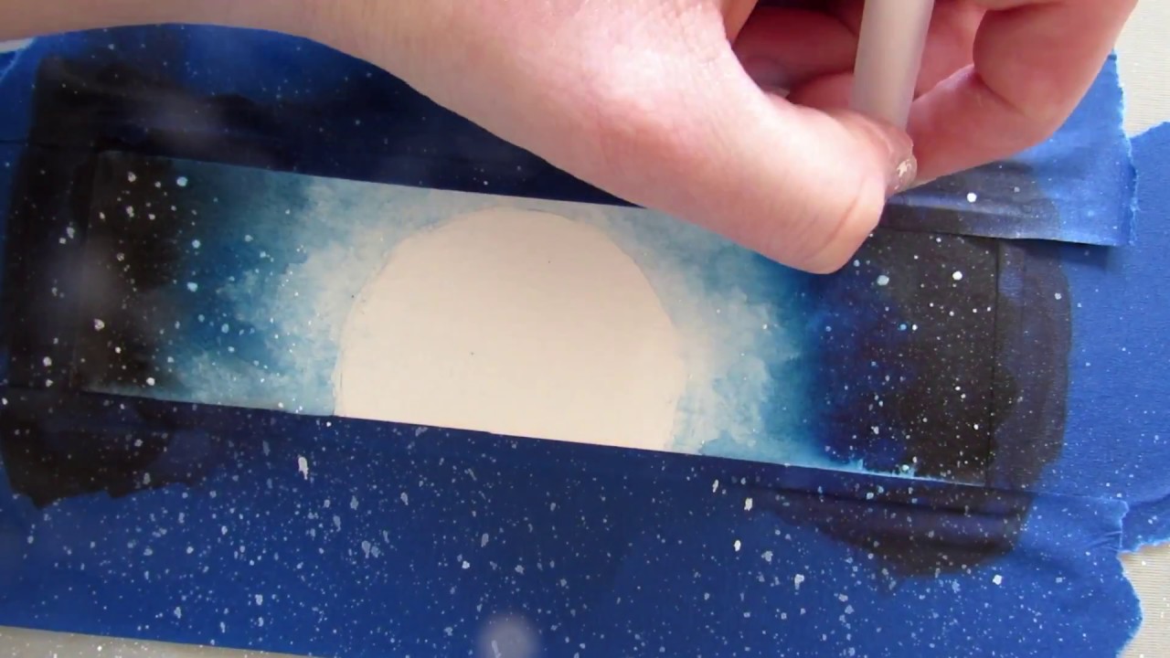 Cat& Moon watercolor bookmark creation