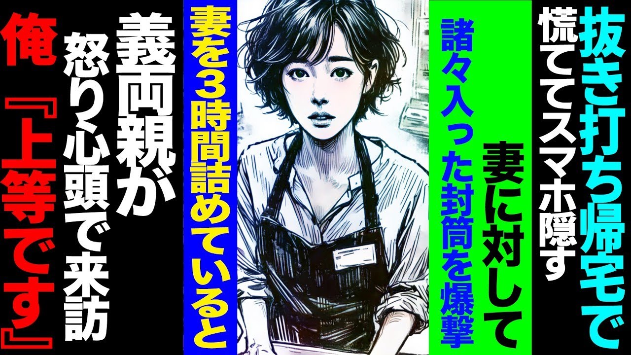 【漫画】抜き打ち帰宅で慌ててスマホ隠す妻に対して諸々入った封筒を爆撃→妻を３時間詰めていると義両親が憤怒の様子で来訪→俺『上等です』修羅場【セカイノナミダ】