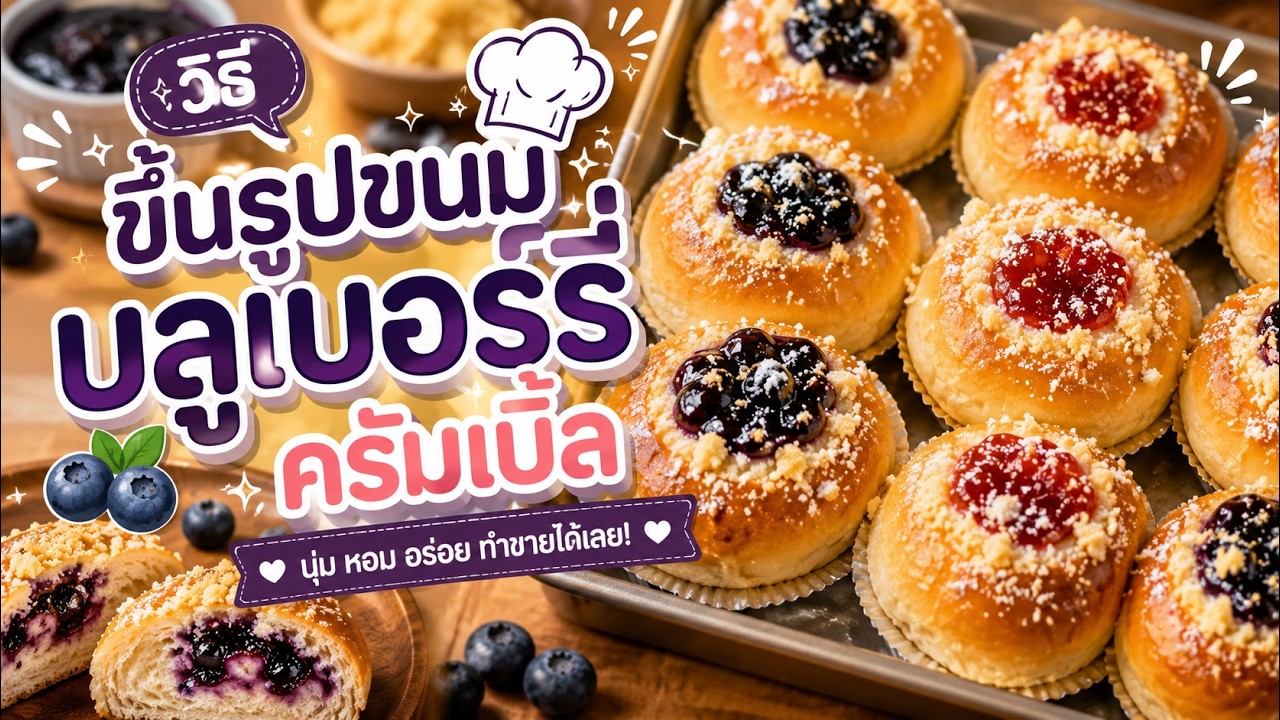 Ep : 8 วิธีขึ้นรูปขนมปัง บลูเบอรี่ครัมเบิ้ล | Homemade Bread