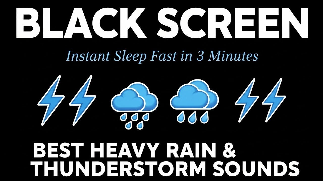 Night Thunder and Heavy Rain Sounds for Sleeping Deeply and Relaxing the Mind