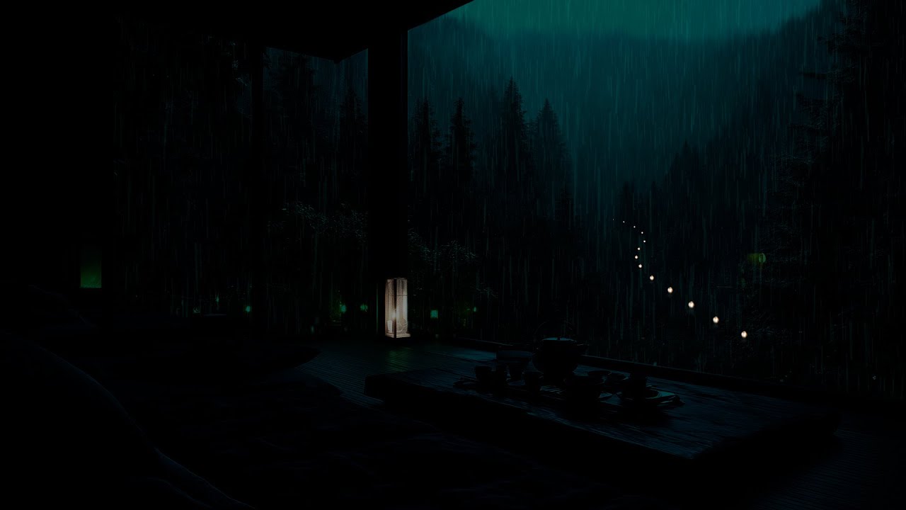 Deep Mountain Rain at a Quiet Cabin 🌧 (No Ads) | Dark Bedroom Sounds for Deep Sleep & Relaxation