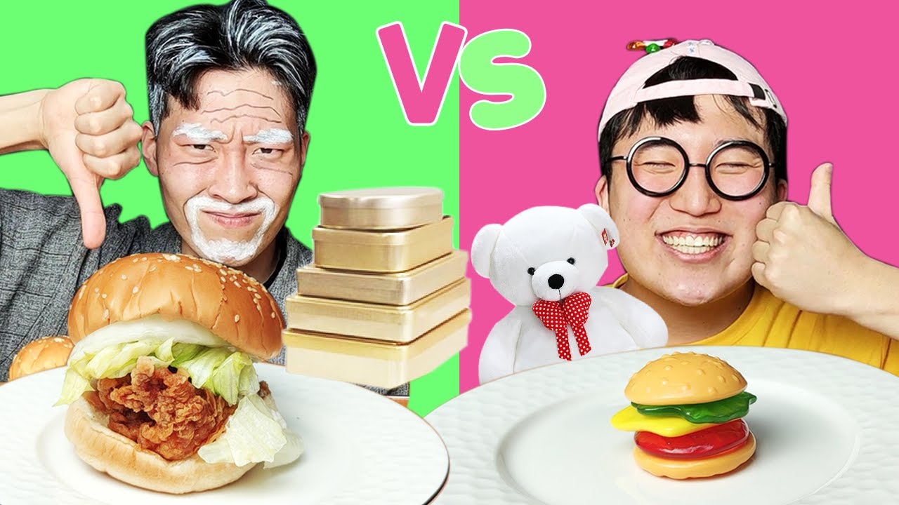 НАСТОЯЩАЯ ЕДА ПРОТИВ ЖЕЛЛИ-ШОКОЛАДА FOOD CHALLENGE HUBA