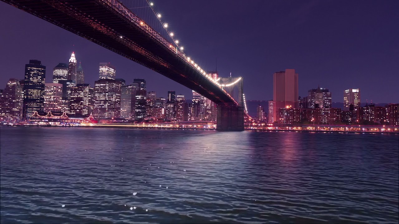 Brooklyn Bridge & Hudson River Cityscape | Soothing East River Sounds for Relaxing and Studying