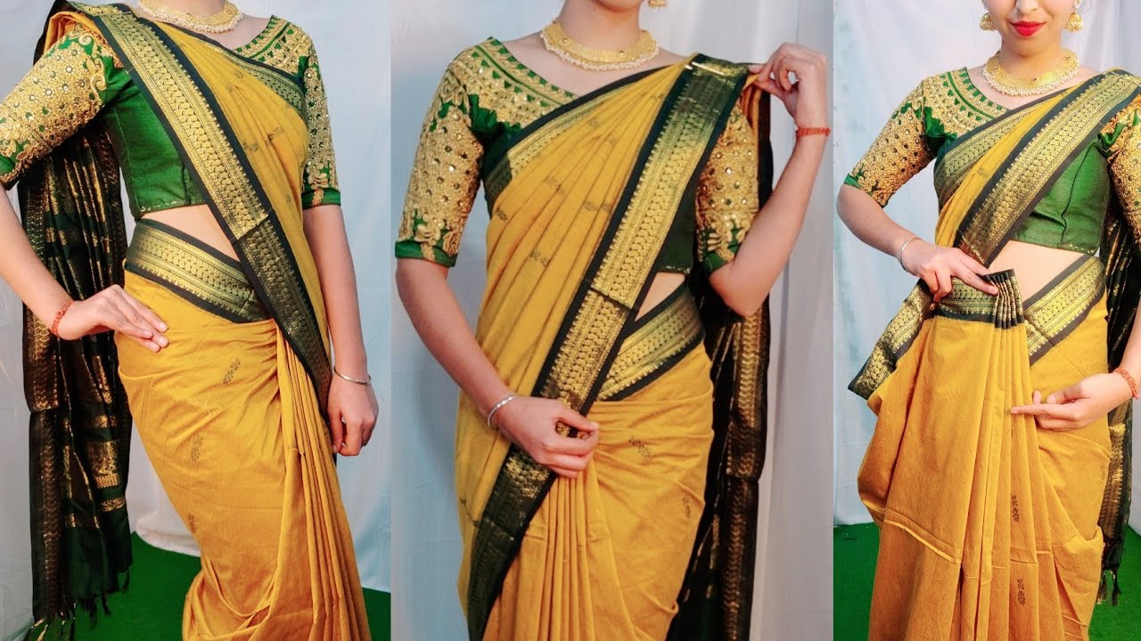 USING NO SAFETY PIN, COTTON SAREE DRAPING TUTORIAL|BEGINNERS COTTON SAREE DRAPING|HINDI