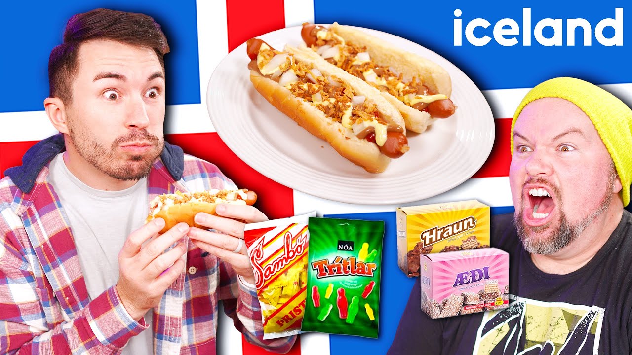 Men Try Weird Icelandic Food & Sweets for the First Time!