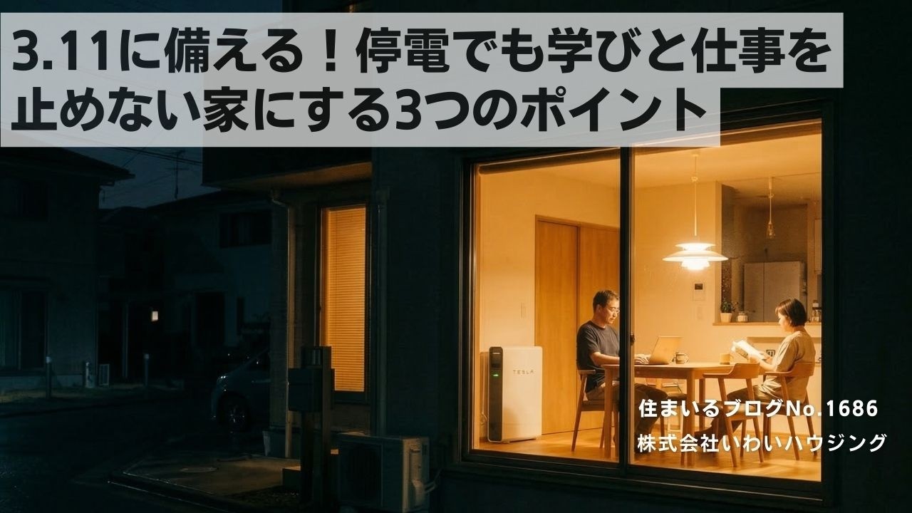 20260311 3.11に備える！停電でも学びと仕事を止めない家にする3つのポイント| 愛知県一宮市 いわいハウジング一級建築士事務所