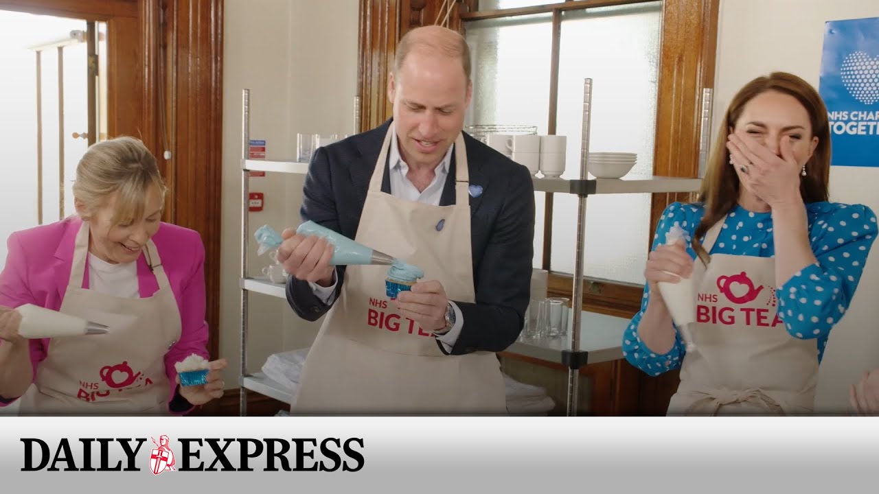 William and Kate decorate cupcakes at NHS tea party