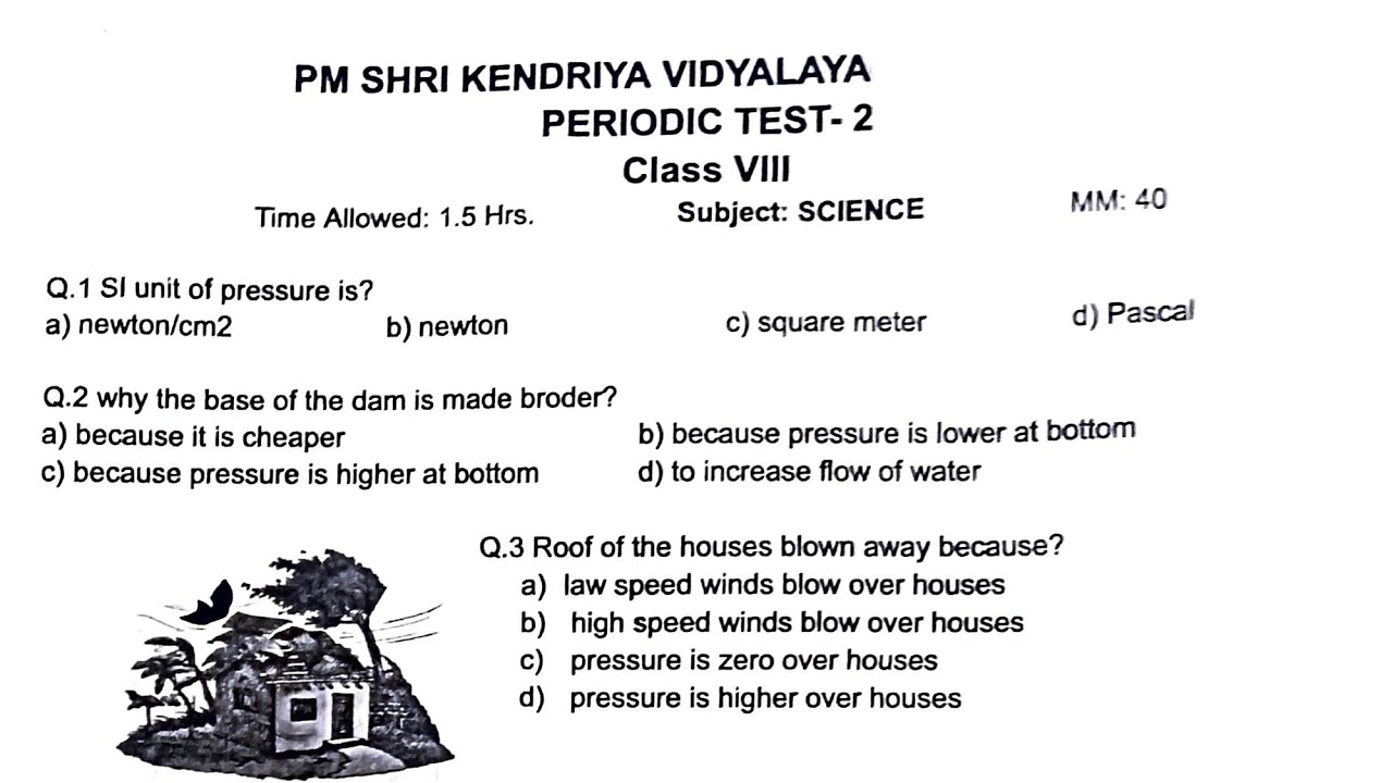 Class-8 Science / PT-2 Exam Question Paper Session 2025-26/ PM SHRI KENDRIYA VIDYALAYA 