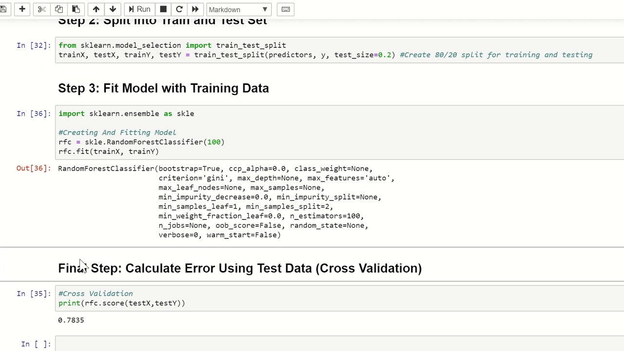 Cross Validation in Python (On Random Forest Classifier)