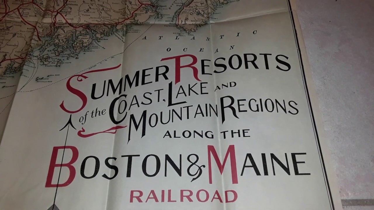 Original 1909 Boston & Maine railroad map of New England