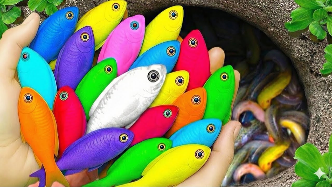 Catch beautiful ornamental fish in a small pond: koi, perch, oranda, betta, guppies,baby turtle.