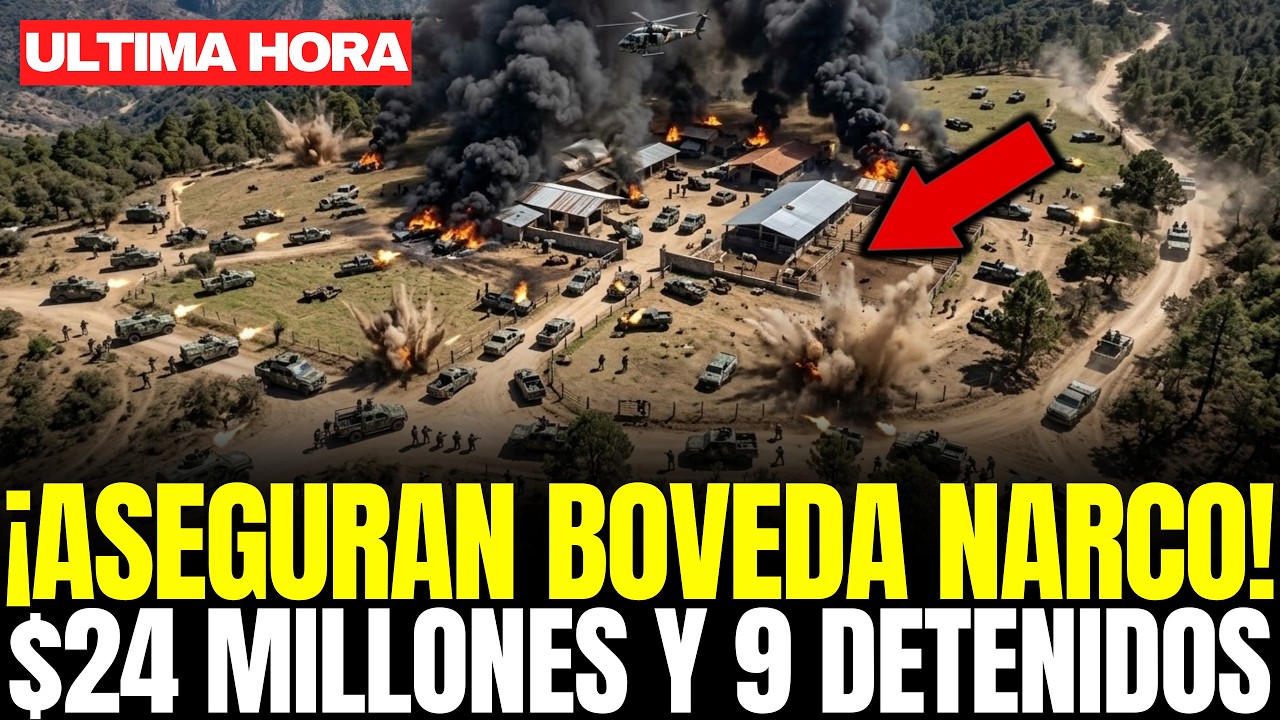 MURCIÉLAGOS ASEGURAN BÓVEDA NARCO con $24 MILLONES y 9 DETENIDOS
