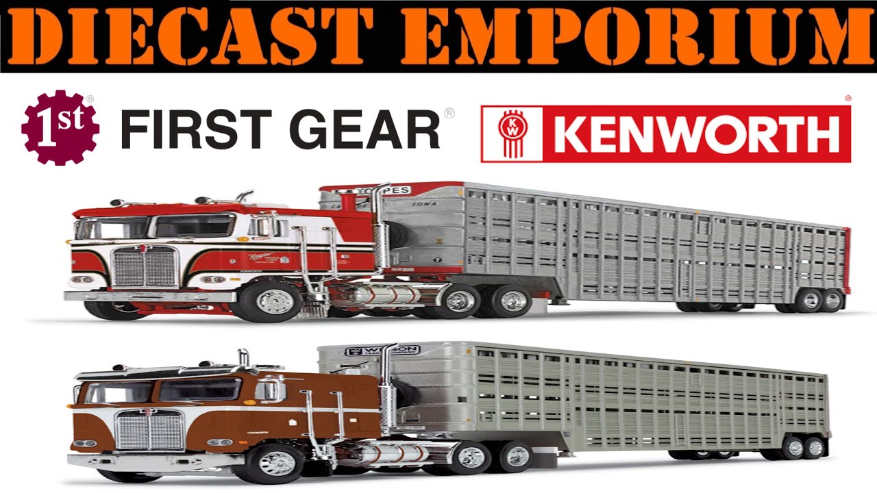 1:64 Scale DCP by First Gear Kenworth K100 COE Flat Top with 45’ Wilson Vintage Livestock Trailers