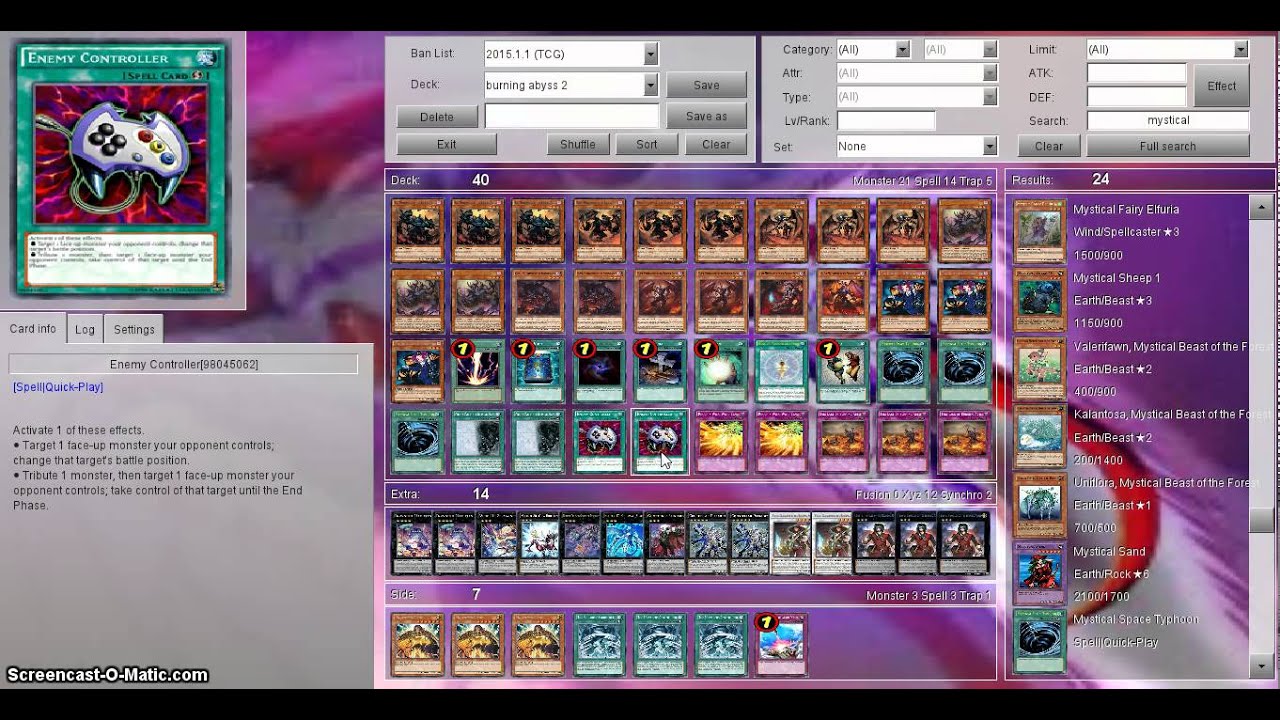 burning abyss deck profile jan 1st 2015 list