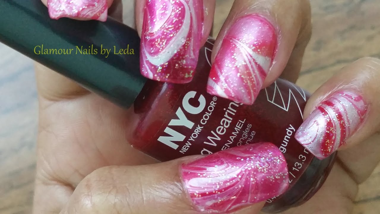 GNbL-Peppermint Water Marble Nail Art