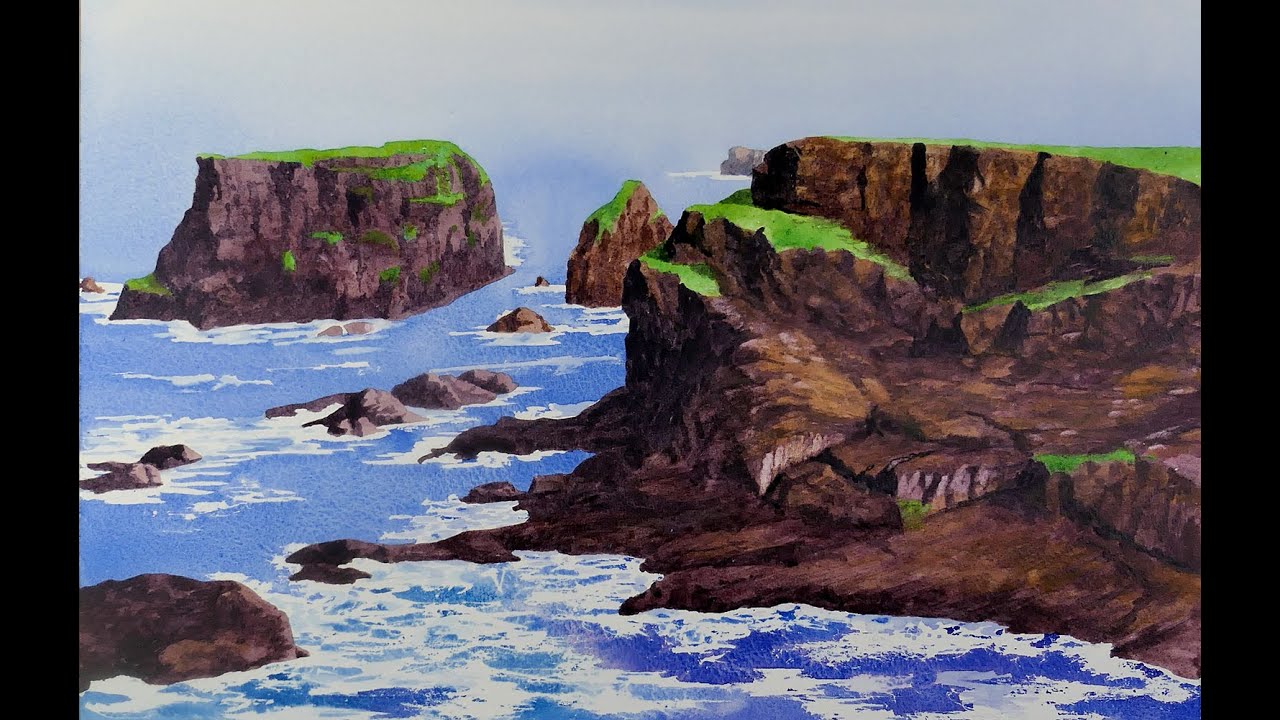 How To Paint A Mesmerizing Watercolor of Eshaness, Along the Shetland Coastline