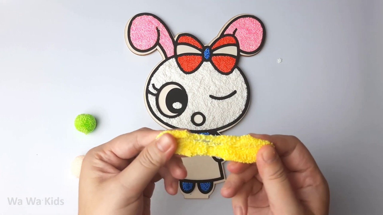 Cute Little Rabbit Foam Clay Coloring Art Wooden Drawing Board
