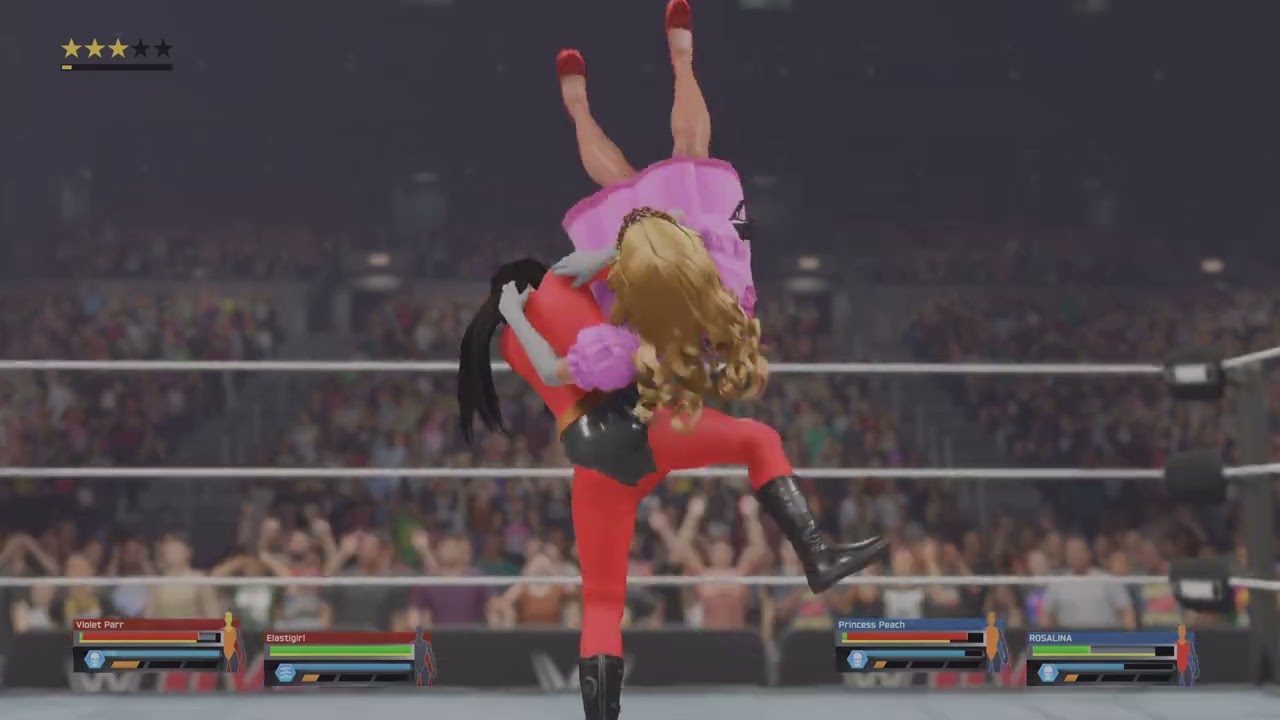 WWE 2K25 Disney VS Nidento: Helen and Violet Parr VS Princess Peach and Rosalina Tag Match
