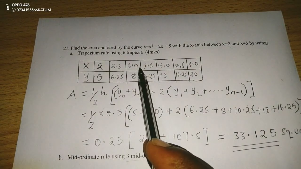 AREA APPROXIMATION: MIDORDINATE RULE AND TRAPEZIUM RULE