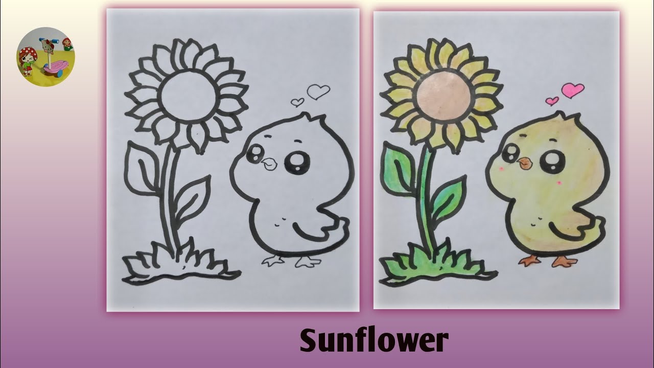 How to draw sunflower 🌻 / sunflower drawing/sunflower 🌻 color