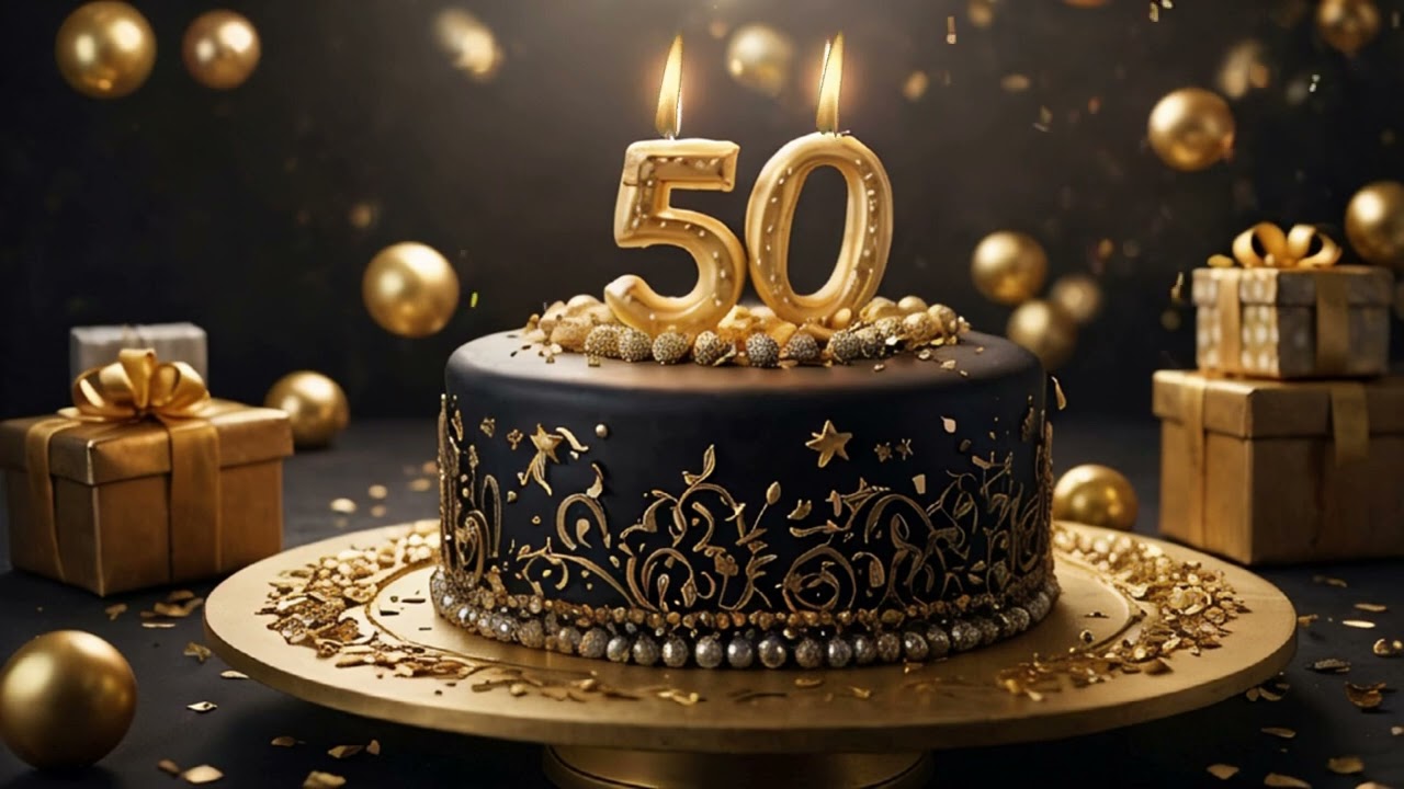 Happy 50th Birthday Cake with Candles & Relaxing Birthday Music &ndash; 4 Hours Celebration Ambiance