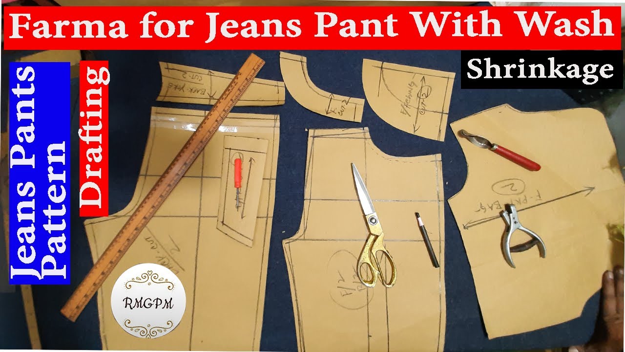 Farma For Pencil Fit Jeans Pant With Wash Shrinkage | pattern drafting @RMG pattern Making16