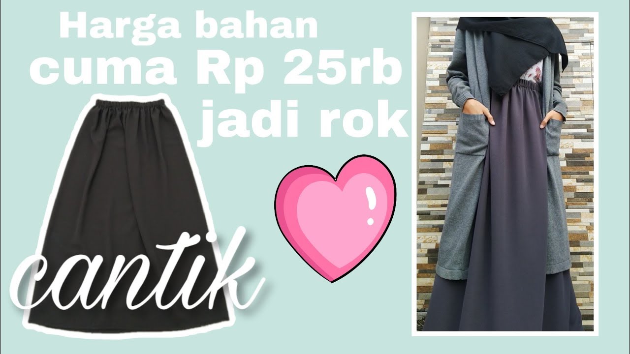 Menjahit Rok mudah. Kain 1 meter tanpa obras