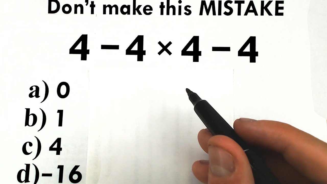 4 - 4 &times; 4 - 4 = ❓