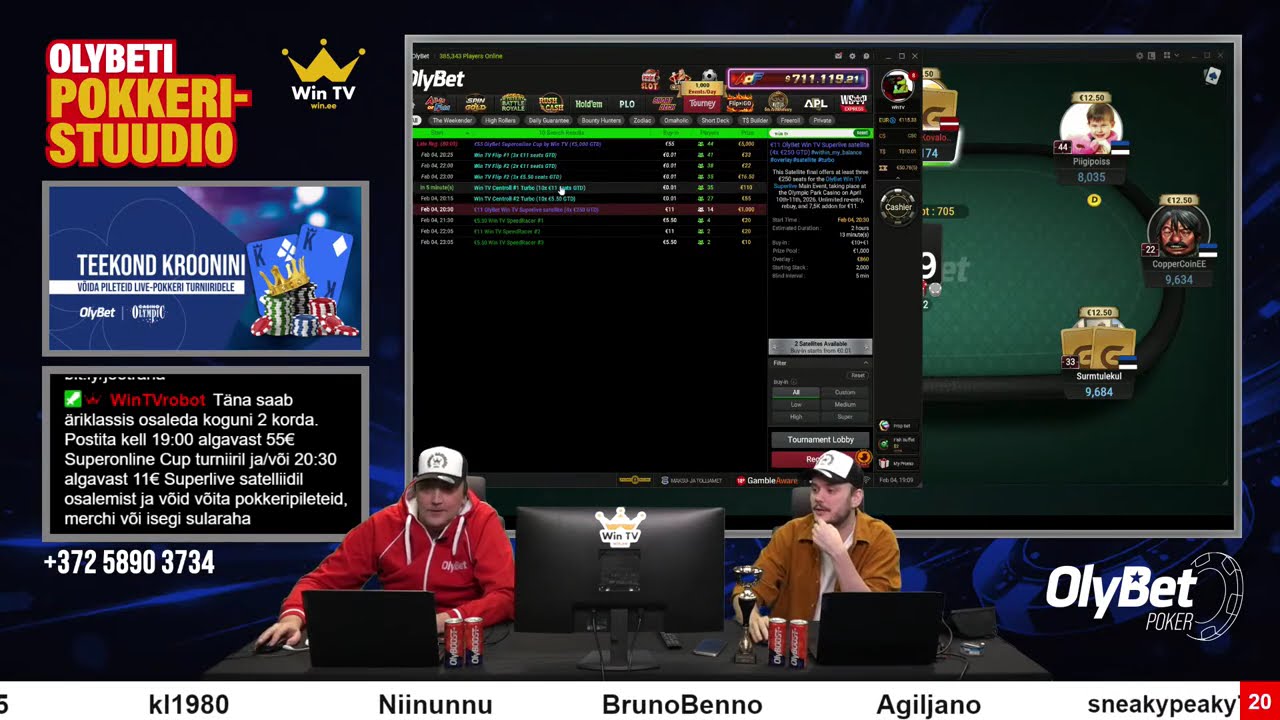 Pokkeristuudio #2 - OlyBetis 55&euro; Win TV Superonline Cup & 4x250&euro; Win TV Superlive satelliit