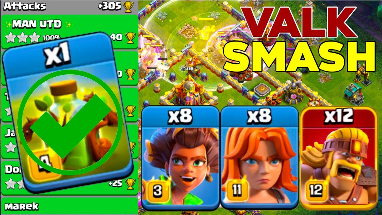 Unstoppable TH16 Overgrowth Spell - Root Rider Valks & Super Barbarians in Legend League!