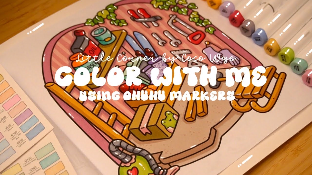 Color with me (ASMR) 💕🌿 'Little Corner' by Coco Wyo using Ohuhu markers 🌱✏️ #adultcoloring #asmr