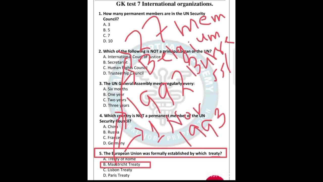 GK| International organizations| Solved test| Intermediate category BPS 5 to 15 