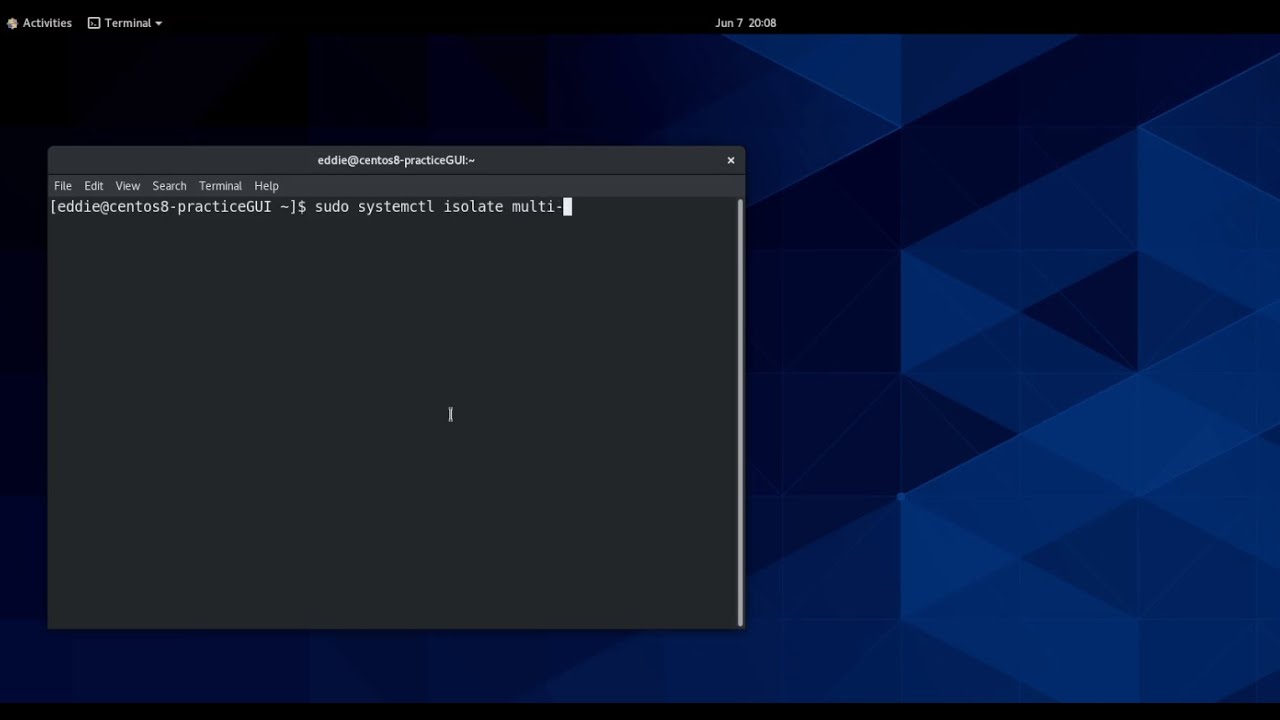 RHCSA v8 Practice Session:  Boot systems into different targets manually
