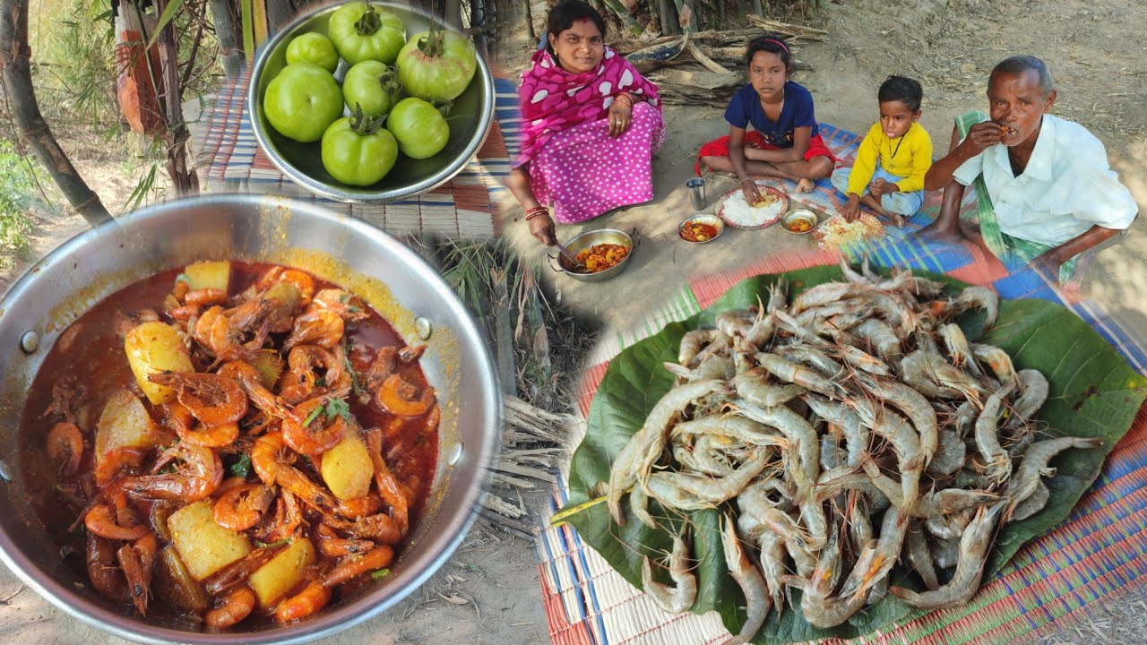RIVER PRAWNS CURRY with RADISH |Village Style Prawns Recipe |Village Food
