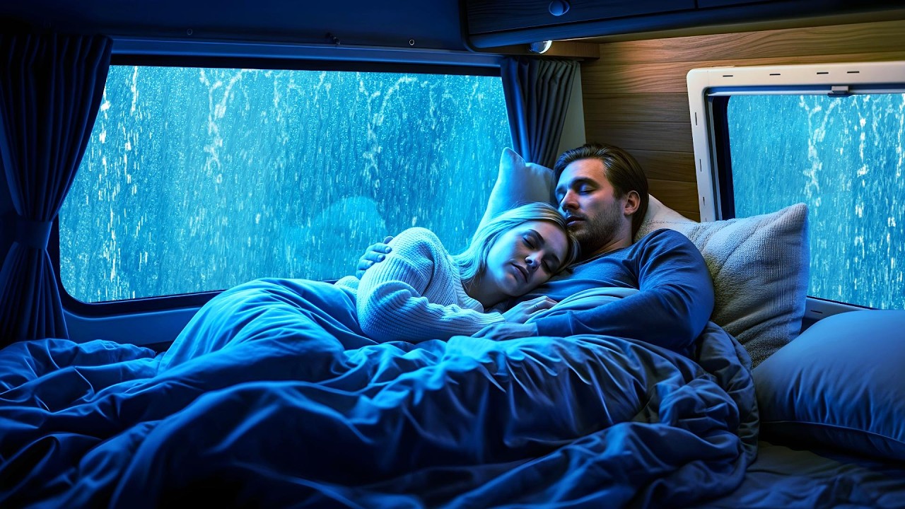 🌧️Rain Sounds for Sleeping⛈️Heavy Rainfall Warm Car Night Calm