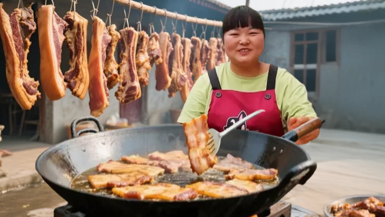【陕北霞姐】120元买猪肉，第一次见这种吃法，霞姐的手艺又进步了，弟弟吃的可香了！