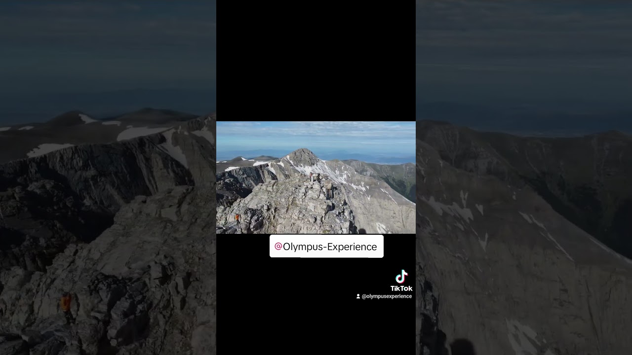 Drone footage of the summit of Mytikas, the highest peak of Mount Olympus at 2,918m