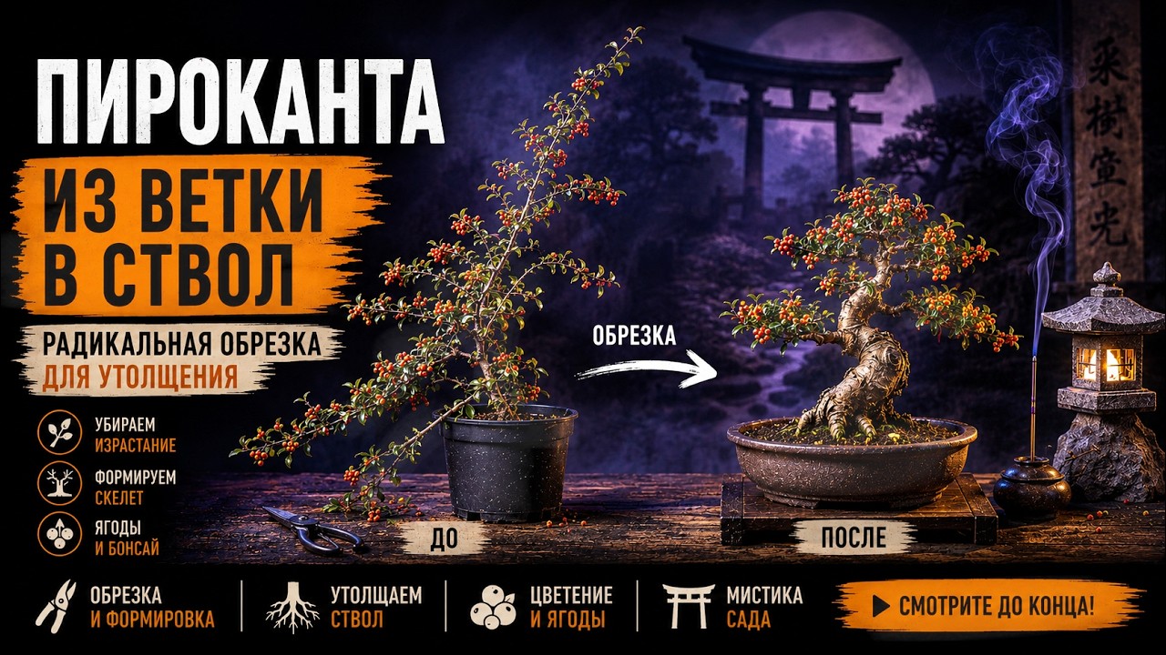Кардинальная обрезка пироканты: из куста в бонсай | Pyracantha: From Bush to Bonsai