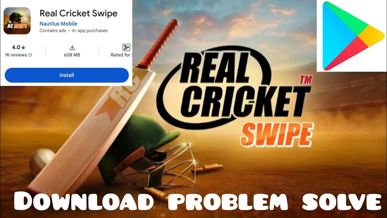 Real cricket swipe game Download problem solve