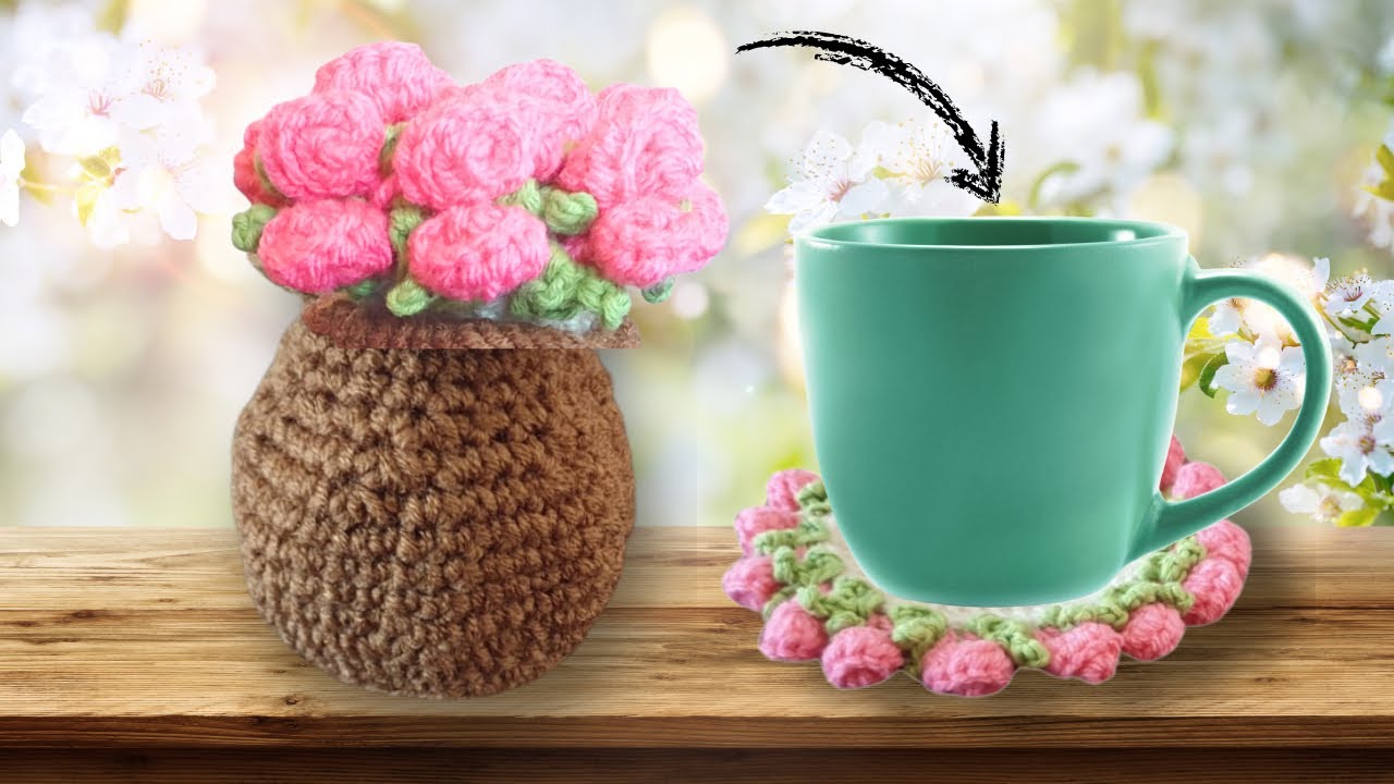 ¡No vas a creer lo que escondí dentro de este mini florero de crochet! 😱💐 | Idea útil y decorativa