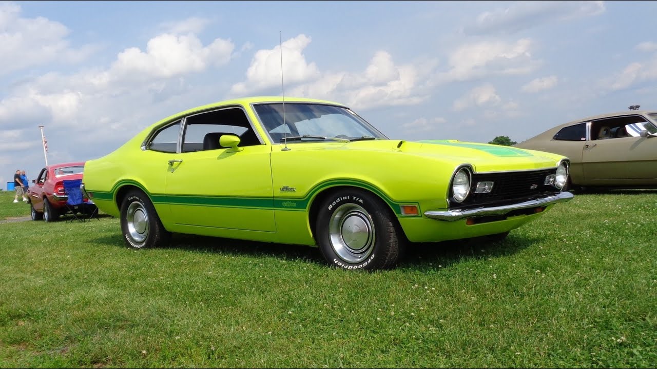 1972 Ford Maverick Grabber in Lime Green & 302 Engine Sound on My Car Story with Lou Costabile