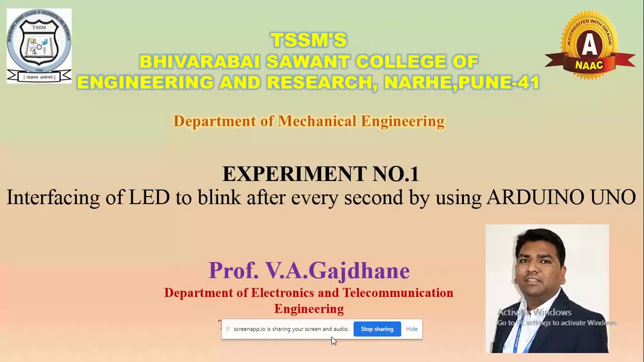 Interfacing of LED with ARDUINO performed by Prof.V.A.Gajdhane