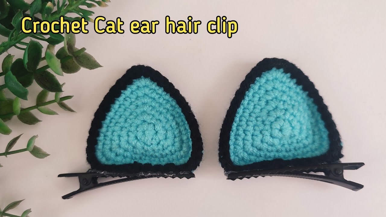 Crochet Cat Ear Hair Clip ကြောင်နားရွှက်ကလစ် ထိုးနည်း